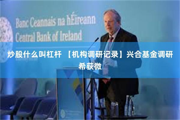 炒股什么叫杠杆 【机构调研记录】兴合基金调研希荻微